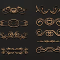 Ornate Decorative Carvings with Scroll Patterns and Floral Motifs for Classic Interior Design Elements 3d model