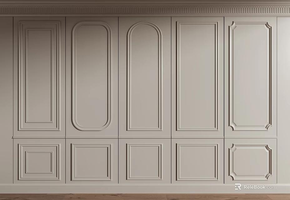 Light Colored Decorative Wall Paneling With Various Patterns For Interior Design 3d model 