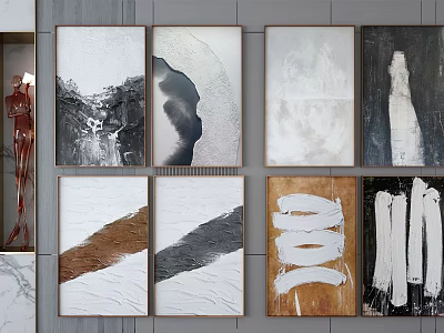 Abstract Wall Art Collection Featuring Various Colors Styles And Sculpture 3d model