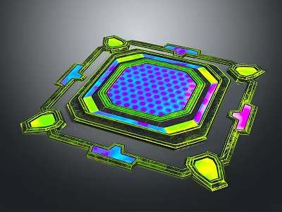 Detailed Colorful Hexagonal Semiconductor Chip 3D Model With Geometric Structure 3d model