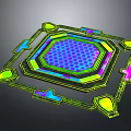 Detailed Colorful Hexagonal Semiconductor Chip 3D Model With Geometric Structure