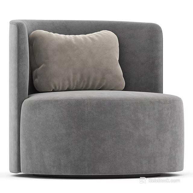 Comfortable Gray Velvet Single Sofa With Soft Pillow And Modern Design 3d model