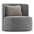 Comfortable Gray Velvet Single Sofa With Soft Pillow And Modern Design 3d model