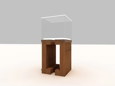 Transparent Glass Display Case With Wooden Base And Storage Compartment 3d model