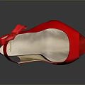 Red Patent Leather Women's High Heels Shoes With Open Toe And Ankle Bow Stiletto Heel