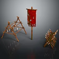 Rustic Wooden Fence with Spikes and Decorative Wooden Frames on