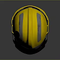Game Movie Character Wearing Yellow Safety Helmet With Silver Stripes Black Visor And MTR Logo