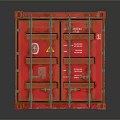 Red Shipping Container Storage Structure With Metal Frame And Industrial Design