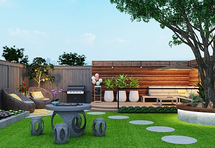 Villa Garden 3d model