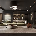 Modern Living And Dining Room Interior With Sofa Large Windows City View And Marble Counter