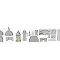 Various Architectural Elements Featuring Domes Towers Arches And Window Frames