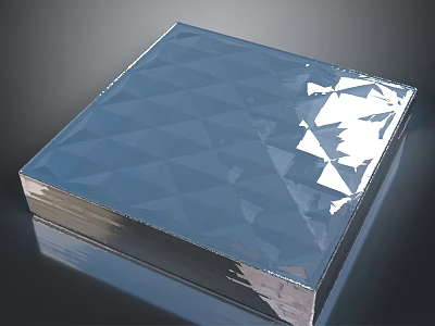 Sleek Square Metallic Object With Diamond Pattern Reflective Shiny Surface 3d model
