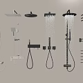 Various Modern Shower Head Designs Including Handheld And Overhead With Storage Shelves 3d model