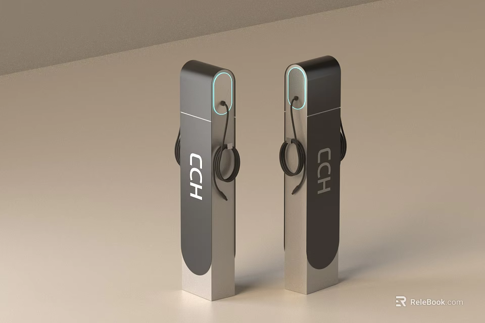 CCH Cylindrical Devices With Silver And Black Design And Lanyard Holes 3d model 
