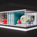 Modular Industrial Equipment Unit Featuring Structural Frame Gray Panels And Red Components
