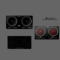 Minotli Kitchen Induction Cooktops With Various Black And Red Panel Designs 3d model