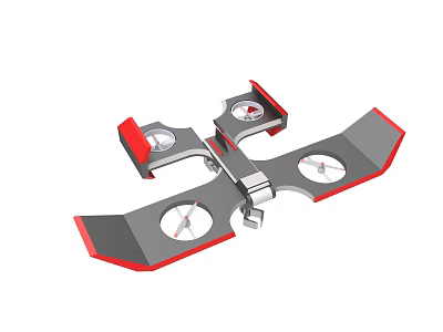 Aircraft Red And Gray Quadcopter Design Structure With Four Propellers 3d model