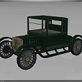 Vintage Green Classic Car With Wooden Front Grille And Large Retro Wheels