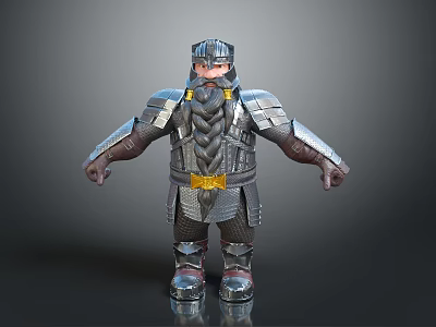 Woman In Silver Gray Armor With Golden Belt Standing Against Gray Background 3d model Woman In Silver Gray Armor With Golden Belt Standing Against Gray Background 3d model