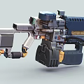 Experimental Futuristic Weapon With Mechanical Structure Sci Fi Design And Blue Gold Accents