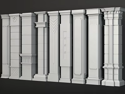 Diverse Roman Column Designs With Intricate Carvings And Architectural Features 3d model