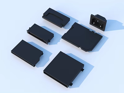 Practical Black Plastic Household Supplies Featuring Multiple Rectangular Accessories in Different Sizes 3d model