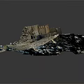 Scenic Mountain Landscape With Rugged Rocky Terrain And Ancient Fortress Structure