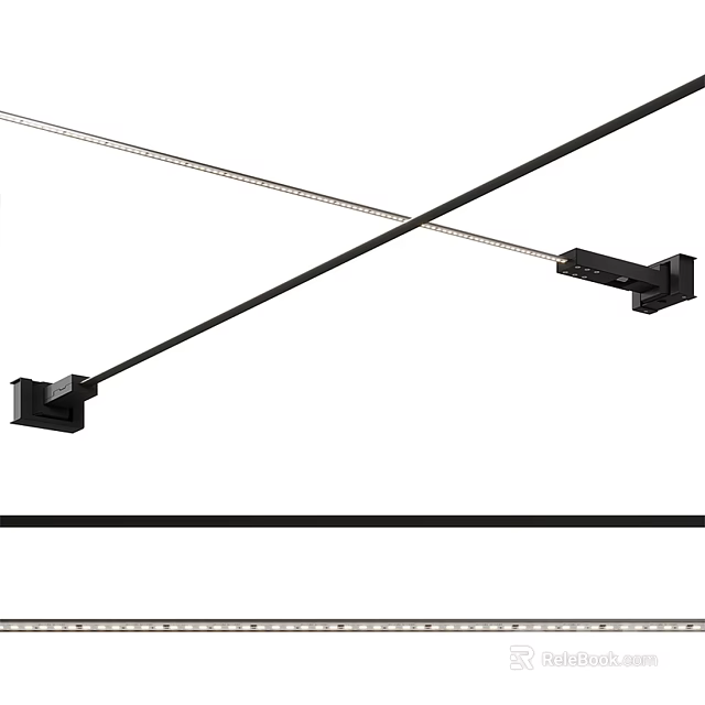 Slim Black Metal Wall Lamp With Intersecting Long Strip Design For Modern Indoor Lighting 3d model 