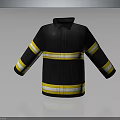 Firefighter Protective Jacket Black With Yellow White Stripes And Collar Design