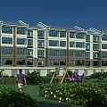 Modern Multi Storey Residential Building With Green Gardens Walking Paths And Lush Vegetation