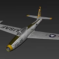 USAF F-86 Fighter Jet with Silver Body Yellow Nose Tail and Air Force Insignia