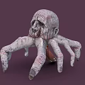 Reptile With Skull Like Head Rough Skin And Multiple Tentacle Limbs In Grayish White Pink 3d model