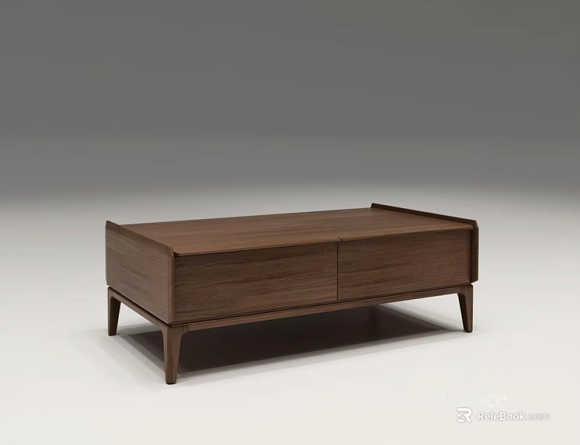 Modern Wooden Coffee Table With Drawer Design And Sleek Legs 3d model