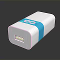 White Laptop Power Adapter with Blue Band and Infinity Symbol USB Port