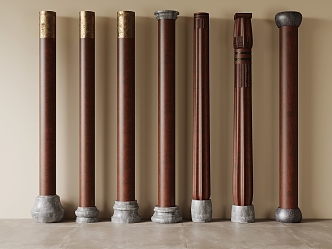 Chinese-style wooden column 3d model