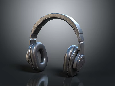 Modern Over Ear Headphones With Comfortable Leather Ear Cushions And Adjustable Headband 3d model
