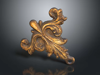 Exquisite Golden Metal Plant Themed Decorative Ornament With Intricate Floral Patterns 3d model