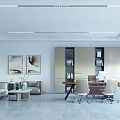 Modern Office Corridor With Glass Partitions Sleek Floor And Office Chairs