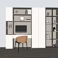 Bookcase Combination Cream Style Simple Advanced Warm Light Decorative Cabinet Computer 3d model