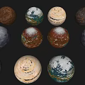 Assorted Decorative Sphere Ornaments With Various Colors And Textures For