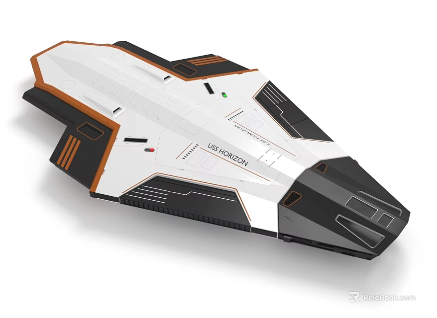 Advanced Futuristic Levitron Flying Vehicle with Streamlined White Black and Orange Aerodynamic Design 3d model 