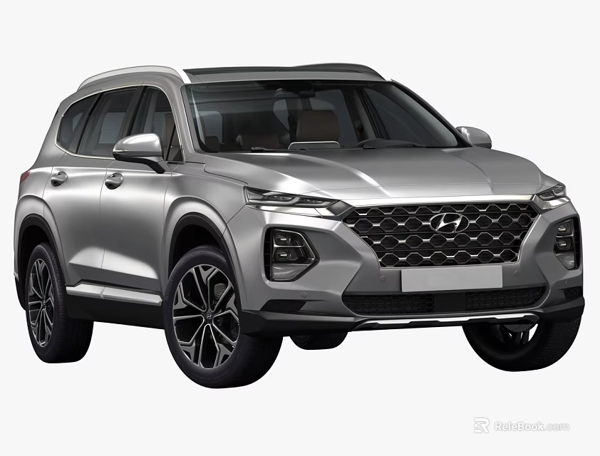 Hyundai Silver SUV with Modern Front Grille and Headlights in Stylish Exterior Design 3d model 
