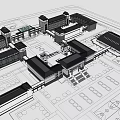 Chinese Style Modern Office Building with Traditional Roof Multi Storey Design and Front Steps