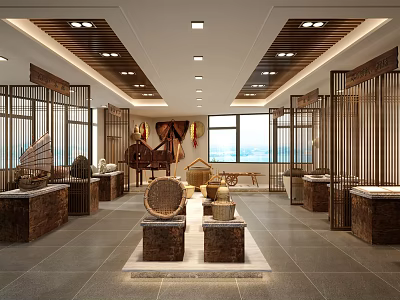 New Chinese Style Exhibition Hall Folk Culture Center 3d model