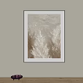 Textured Abstract Painting With Beige Light Brown Relief In Black Frame On Light Wall
