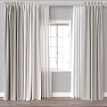 Gray Curtains With White Sheer For Window In Gray Wall Interior 3d model