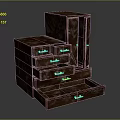 Modern Dark Brown Wooden Chest Of Drawers With Multiple Drawers And Open Compartment