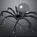Silver Spider Shaped Equipment With Multiple Metal Legs Large Sphere And Black Components