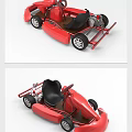 Red Go Kart With Black Seat Metal Frame And Racing Wheels