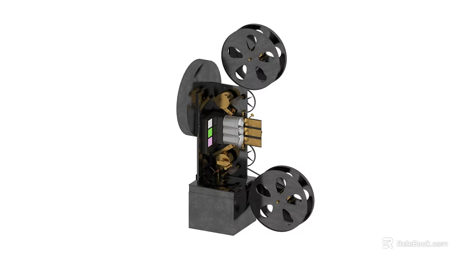 Vintage Movie Theater Featuring Old Fashioned Film Projector and Classic Decor 3d model 